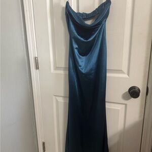 Elegant Teal Satin Gown
